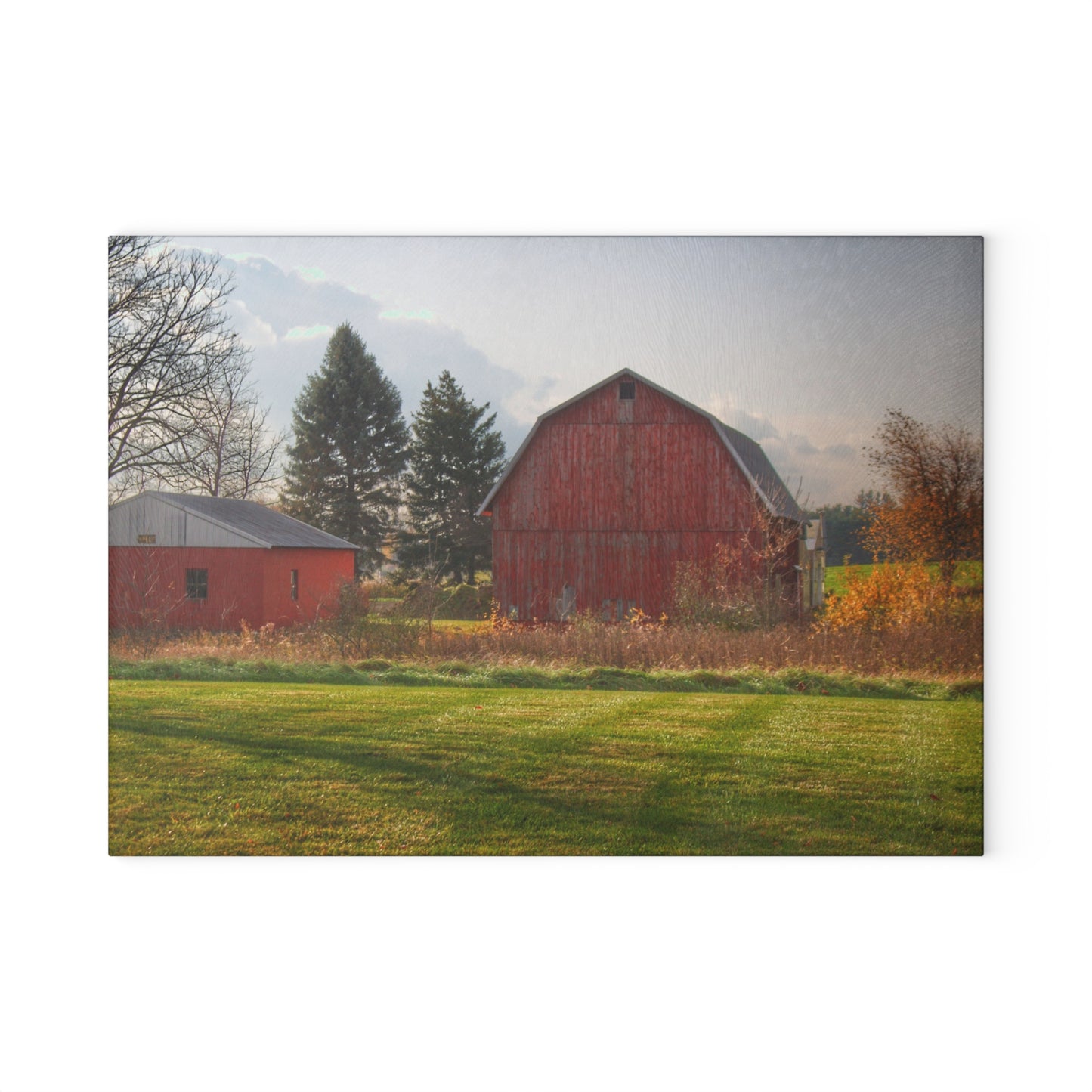 U R There Photography Invitational Drive Red Rustic Farmhouse Tempered-Glass Cutting Board