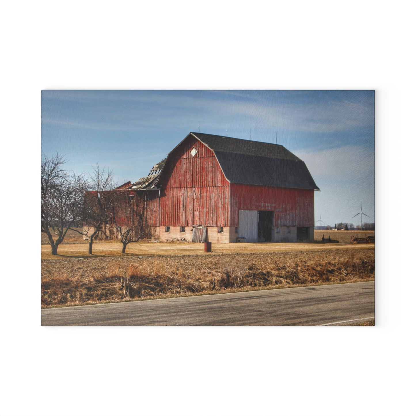 U R There Photography Elmwood Forgotten Apple Red Rustic Farmhouse Tempered-Glass Cutting Board