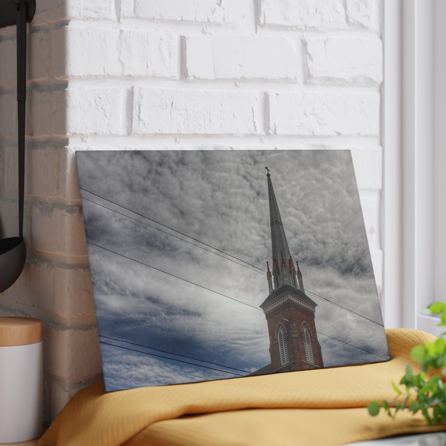 U R There Photography Frankenmuth Catholic Church Rustic Farmhouse Tempered-Glass Cutting Board