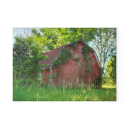 U R There Photography Murphy Lake Road Old Red Rustic Farmhouse Tempered-Glass Cutting Board