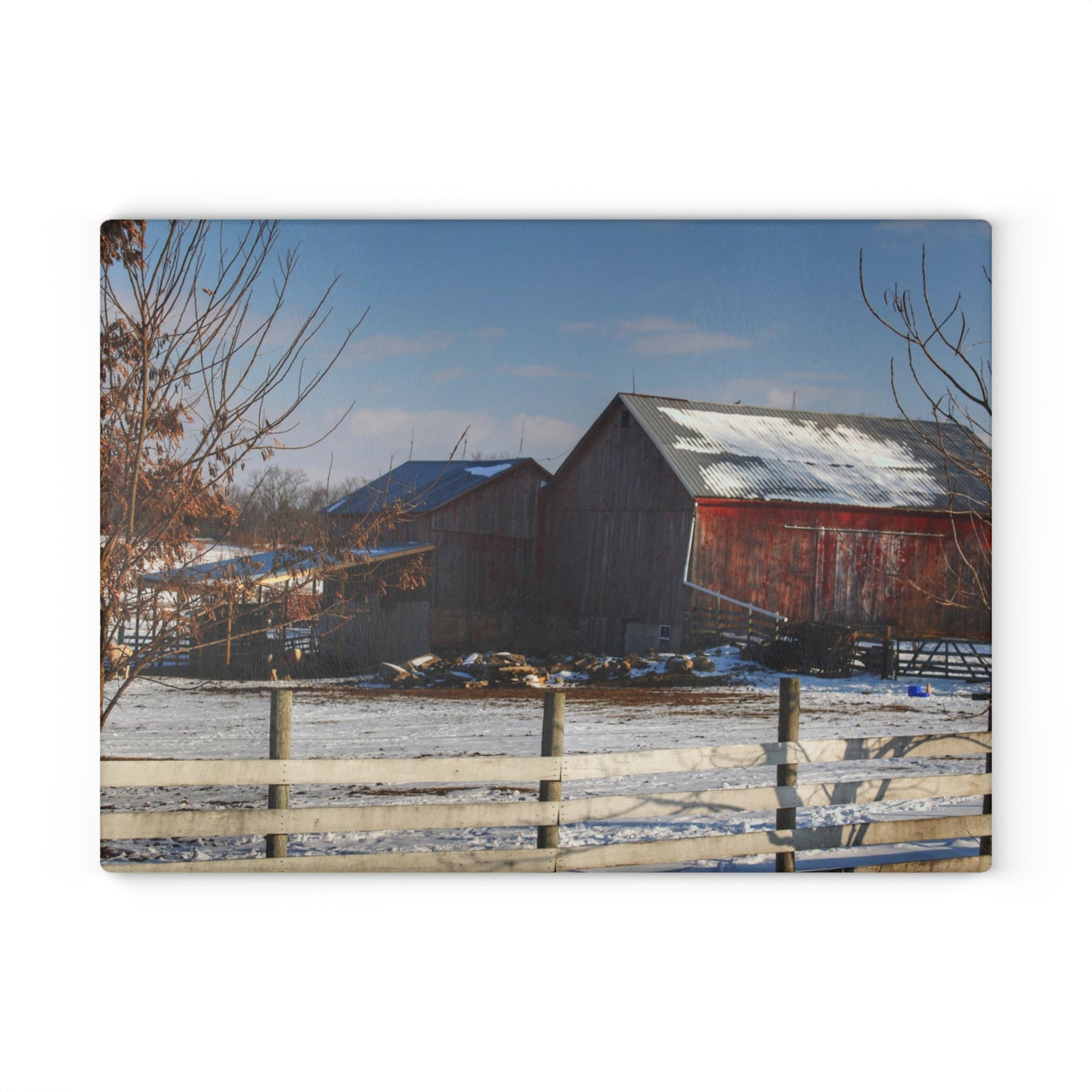 U R There Photography Attica Reds Rustic Farmhouse Tempered-Glass Cutting Board