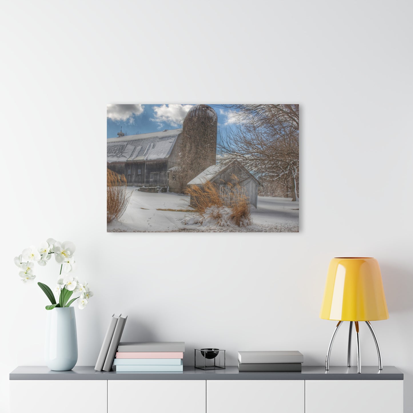 U R There Photography Ludwig Road Greys in Winter Rustic Farmhouse Acrylic Wall Print