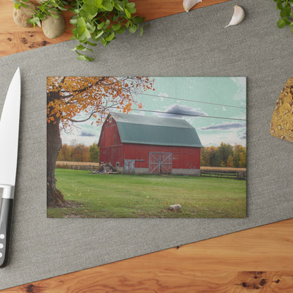U R There Photography Bowers Roadside Red Rustic Farmhouse Tempered-Glass Cutting Board