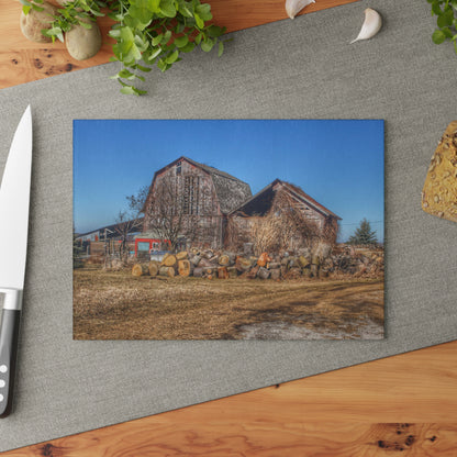 U R There Photography Dutcher Road Grey Rustic Farmhouse Tempered-Glass Cutting Board