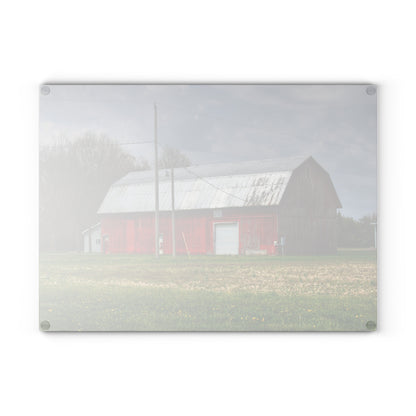 U R There Photography Coldwater Road Red I Rustic Farmhouse Tempered-Glass Cutting Board