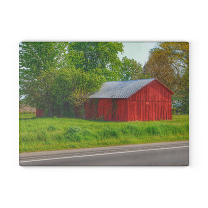 U R There Photography M-25 Little Red Rustic Farmhouse Tempered-Glass Cutting Board