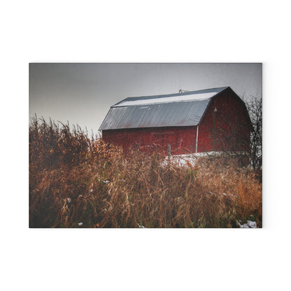U R There Photography Noble Road Red Rustic Farmhouse Tempered-Glass Cutting Board