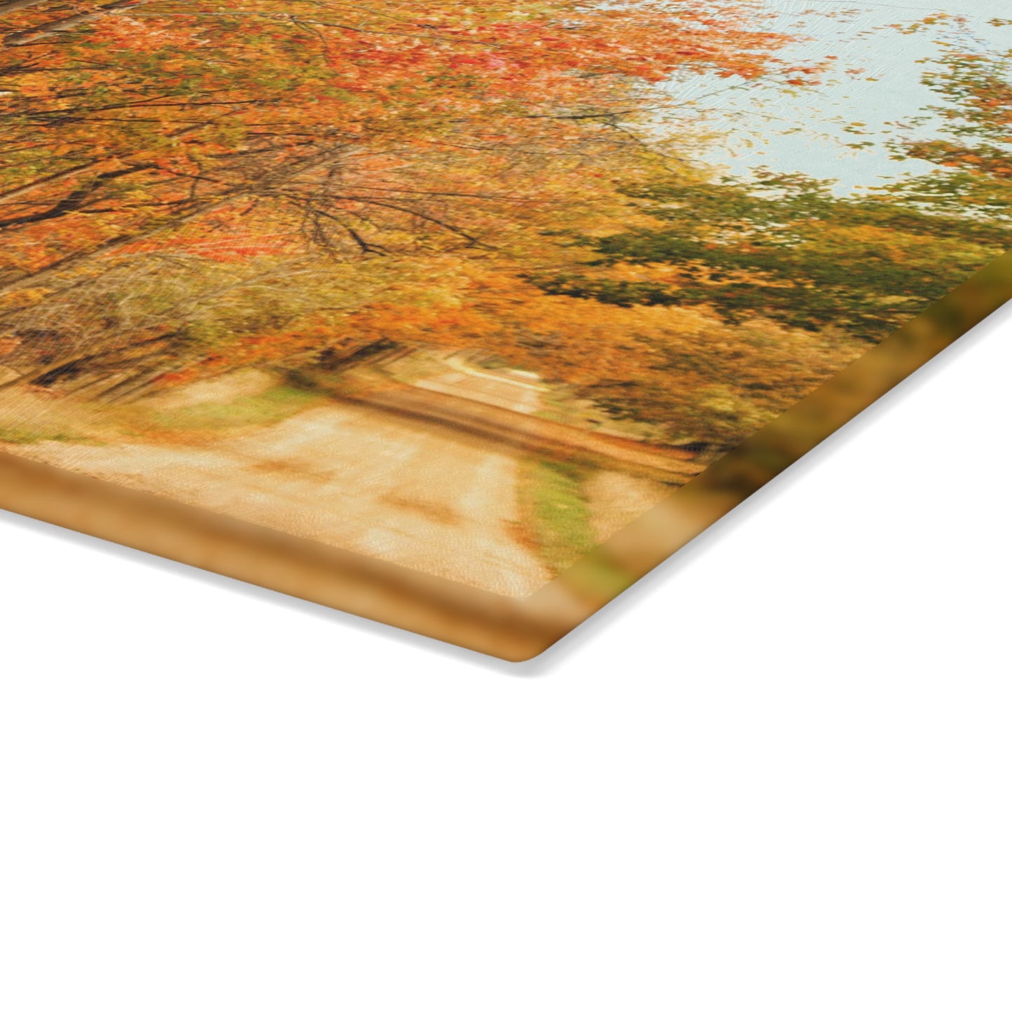 U R There Photography Fall on Murphy Lake II Rustic Farmhouse Tempered-Glass Cutting Board