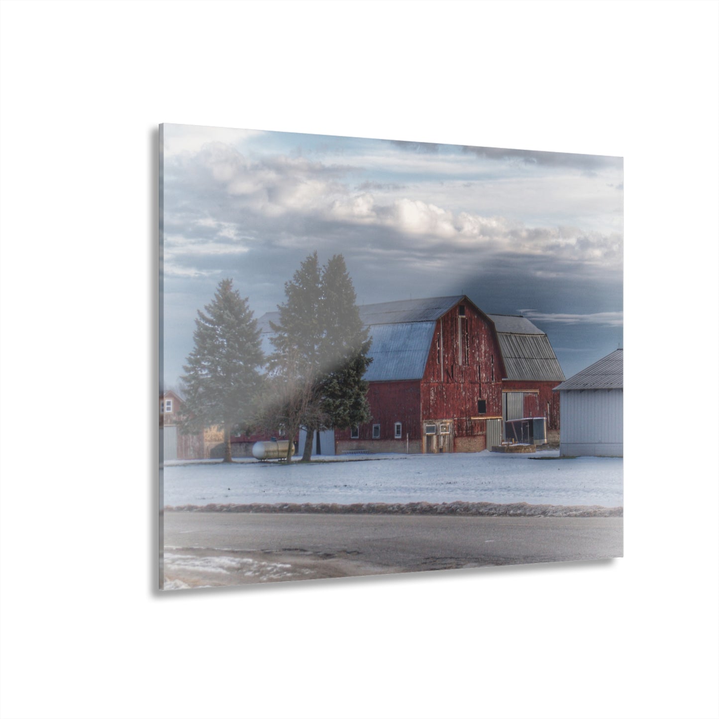 U R There Photography Glover Road Red Rustic Farmhouse Acrylic Wall Print