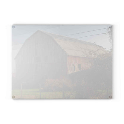 U R There Photography Dodge Road Red I Rustic Farmhouse Tempered-Glass Cutting Board