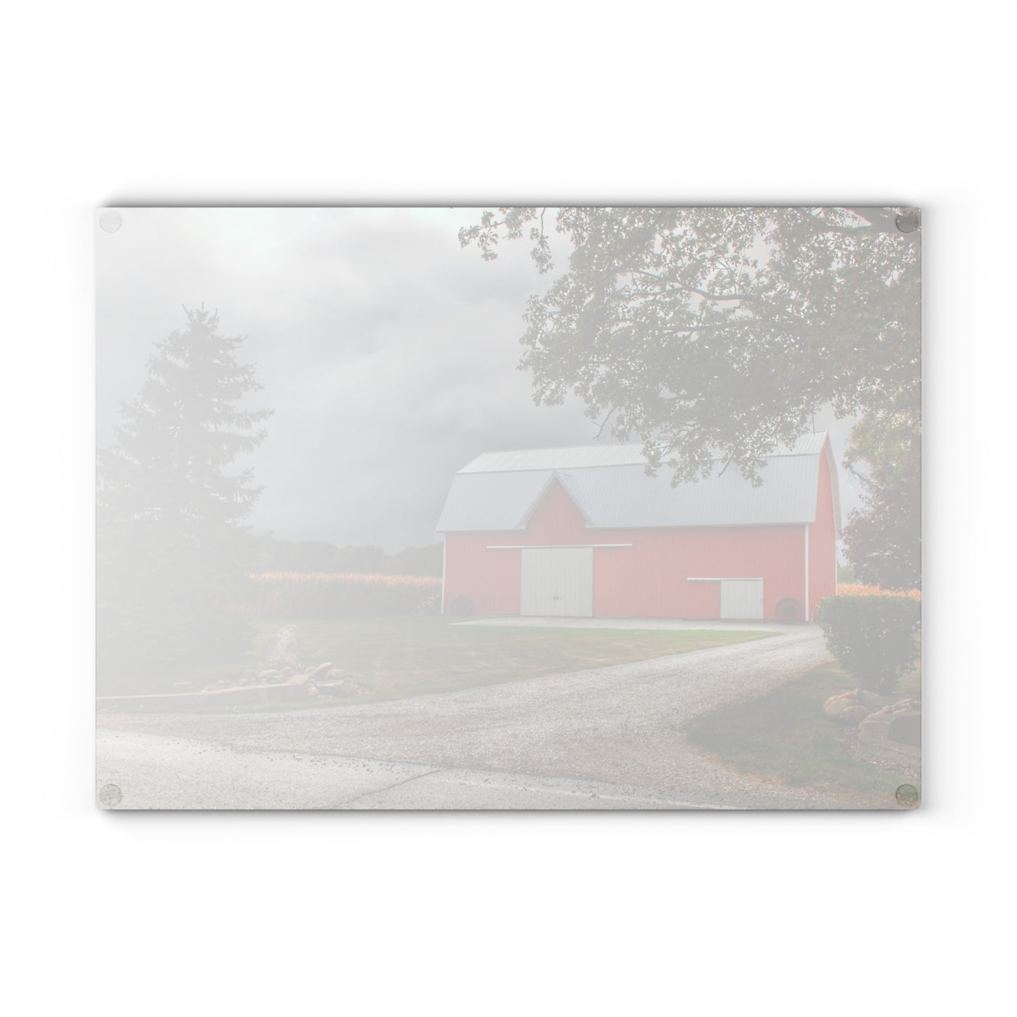 U R There Photography Richville Road Red Rustic Farmhouse Tempered-Glass Cutting Board