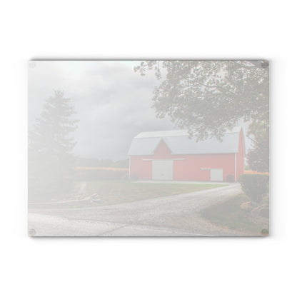 U R There Photography Richville Road Red Rustic Farmhouse Tempered-Glass Cutting Board