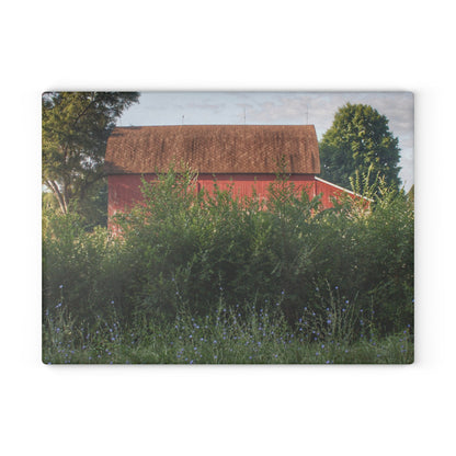 U R There Photography Genesee Road Red I Rustic Farmhouse Tempered-Glass Cutting Board