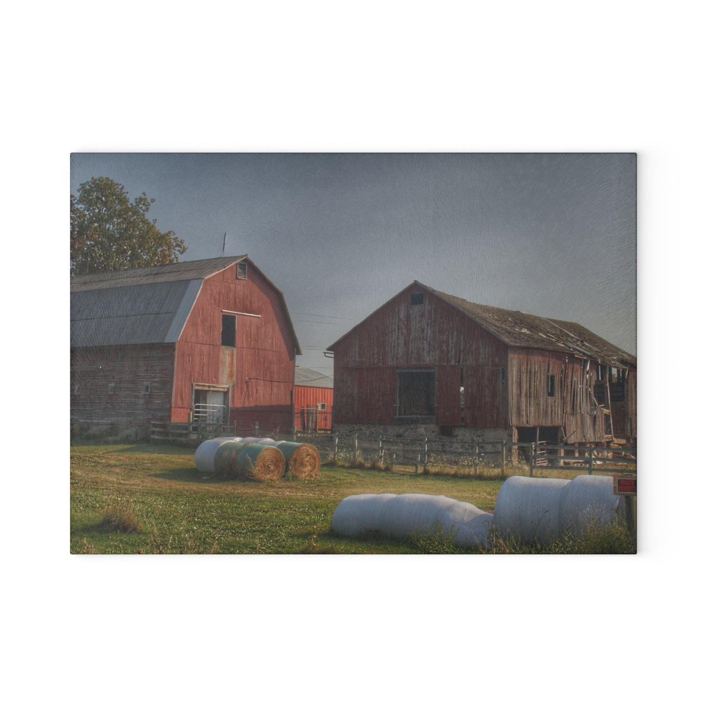 U R There Photography Irish Road Old Reds I Rustic Farmhouse Tempered-Glass Cutting Board