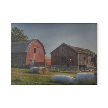 U R There Photography Irish Road Old Reds I Rustic Farmhouse Tempered-Glass Cutting Board