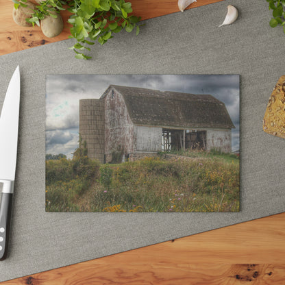 U R There Photography Castle Road White Rustic Farmhouse Tempered-Glass Cutting Board