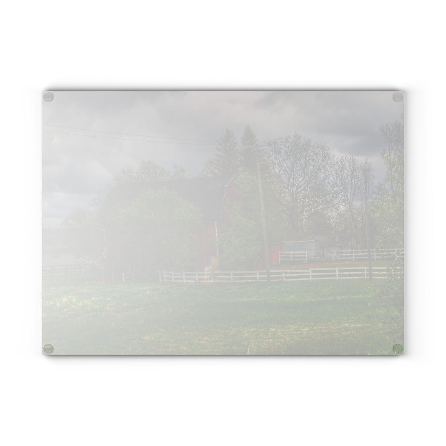U R There Photography Hassler Lake Hidden Red Rustic Farmhouse Tempered-Glass Cutting Board