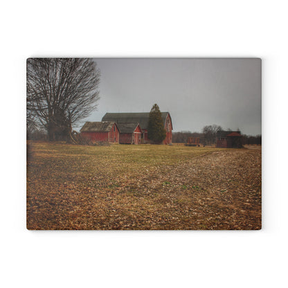 U R There Photography Wilder Road Reds in Spring Rustic Farmhouse Tempered-Glass Cutting Board