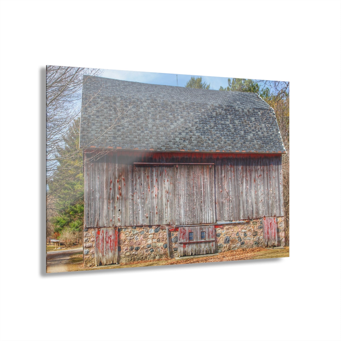 U R There Photography Leix Road Stone Red Rustic Farmhouse Acrylic Wall Print