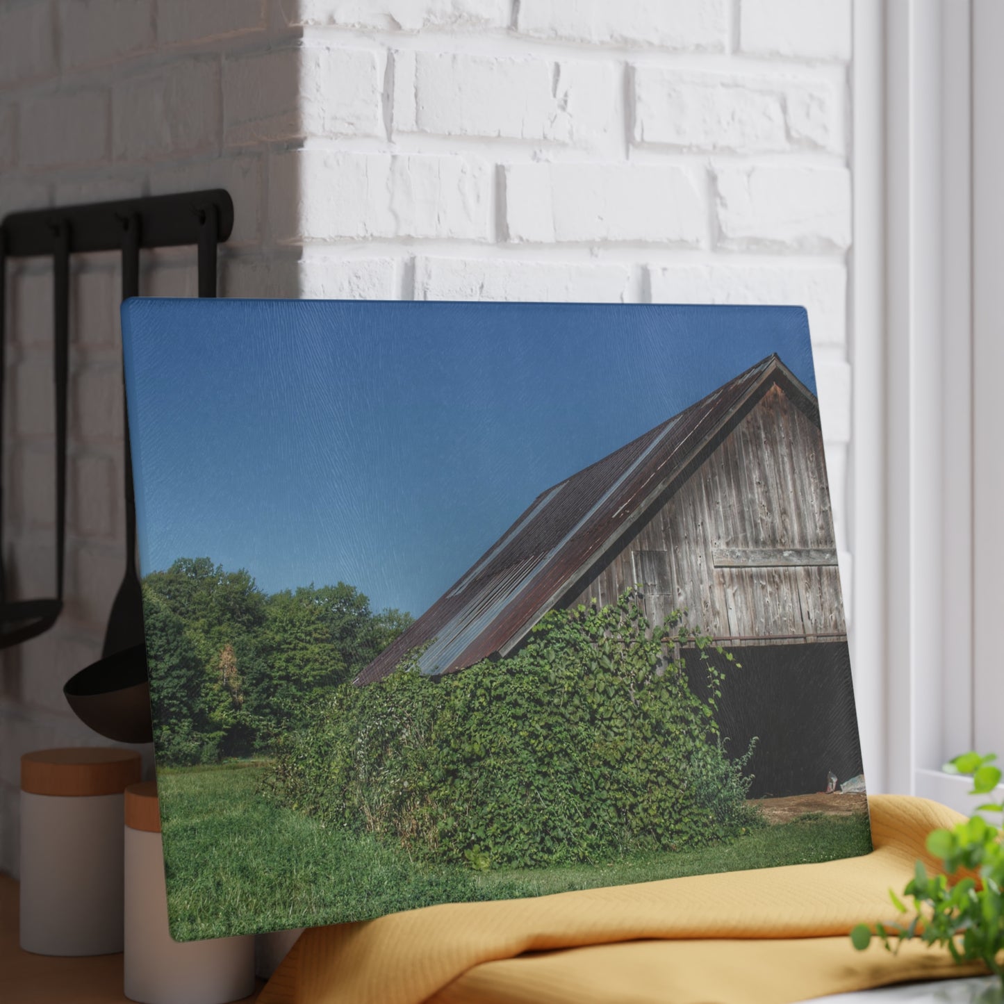 U R There Photography Grey Shack of Millington Rustic Farmhouse Tempered-Glass Cutting Board
