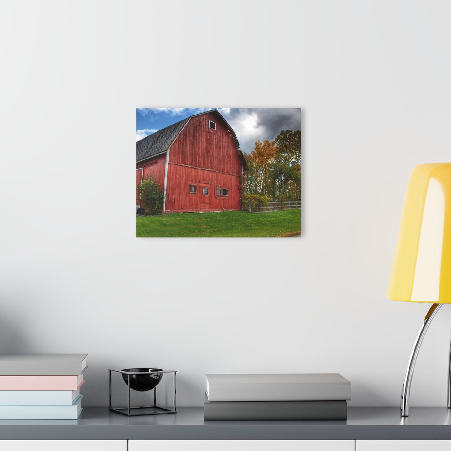 U R There Photography Hegal Road Old Red II Rustic Farmhouse Acrylic Wall Print