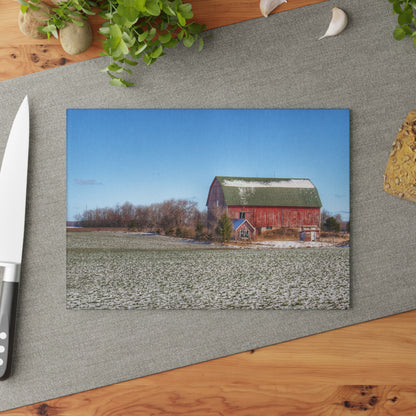 U R There Photography Early Spring Red II Rustic Farmhouse Tempered-Glass Cutting Board