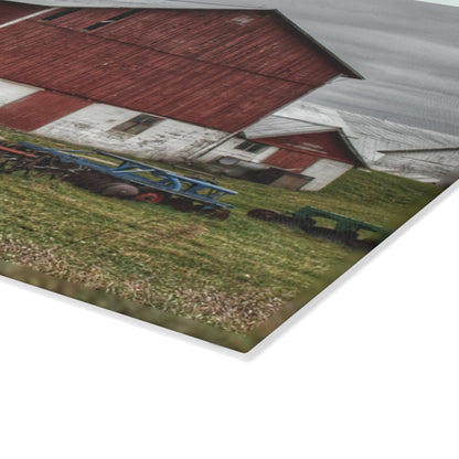 U R There Photography Fostoria Red I Rustic Farmhouse Tempered-Glass Cutting Board