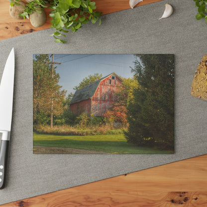 U R There Photography Belle River Red I Rustic Farmhouse Tempered-Glass Cutting Board