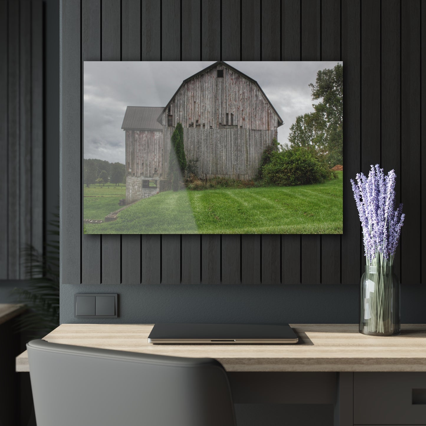 U R There Photography Dequindre Road Grey III Rustic Farmhouse Acrylic Wall Print