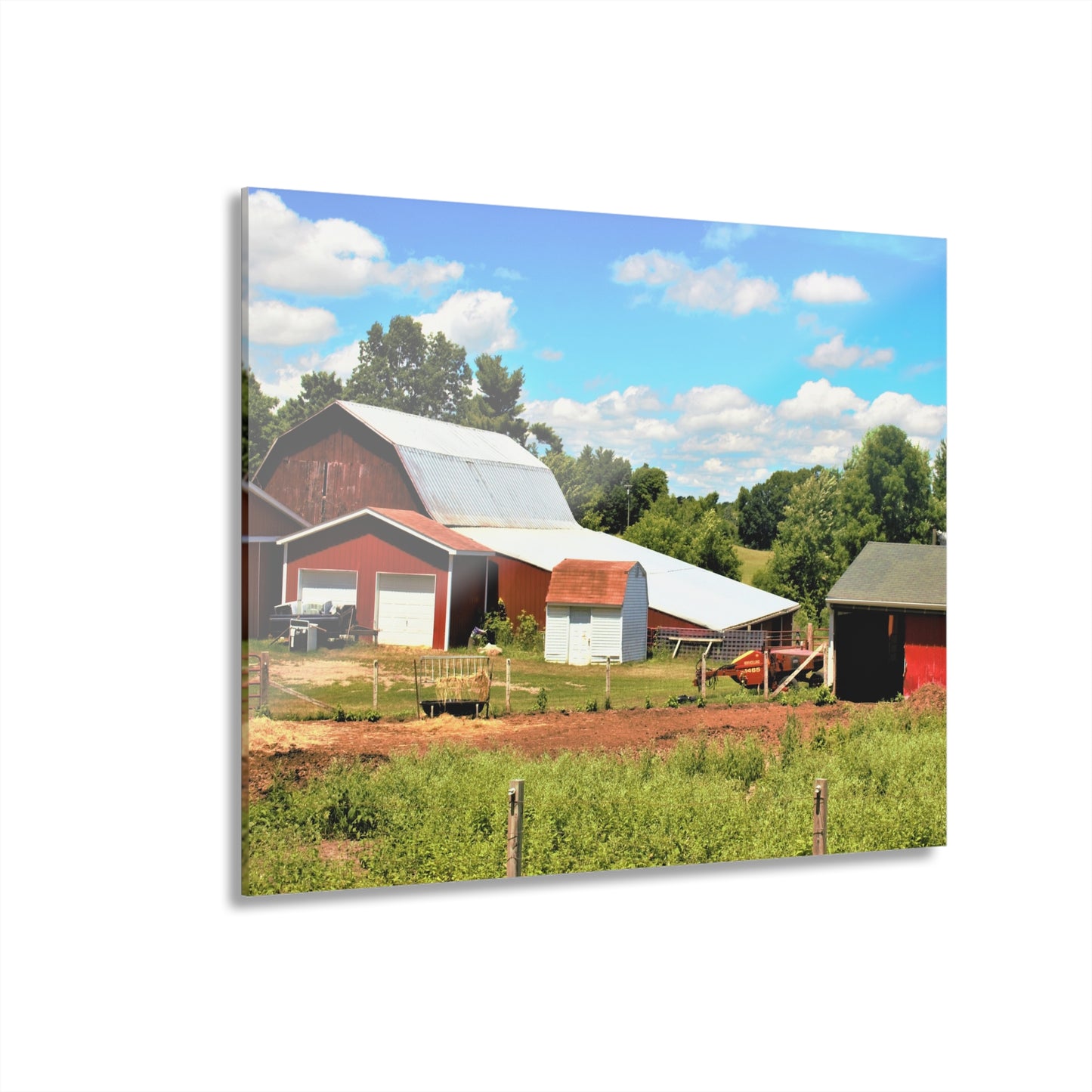 U R There Photography McKeen Lake Road Reds II Rustic Farmhouse Acrylic Wall Print