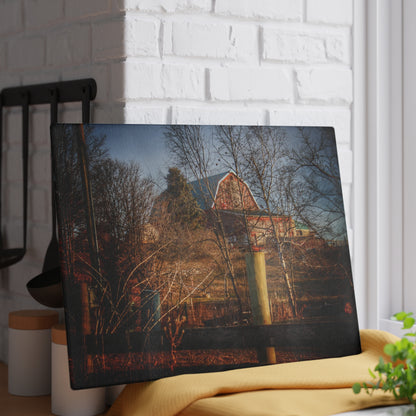 U R There Photography Marathon Road Hillside Red II Rustic Farmhouse Tempered-Glass Cutting Board