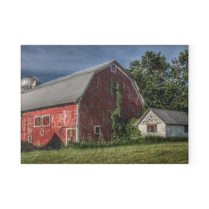U R There Photography Stanley Road Red in Summer I Rustic Farmhouse Tempered-Glass Cutting Board