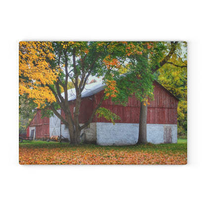 U R There Photography M-25 Red Rustic Farmhouse Tempered-Glass Cutting Board
