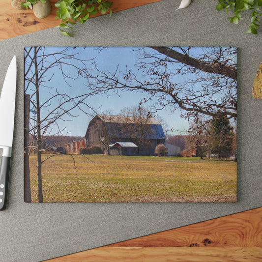 U R There Photography Rider Road Greys Rustic Farmhouse Tempered-Glass Cutting Board