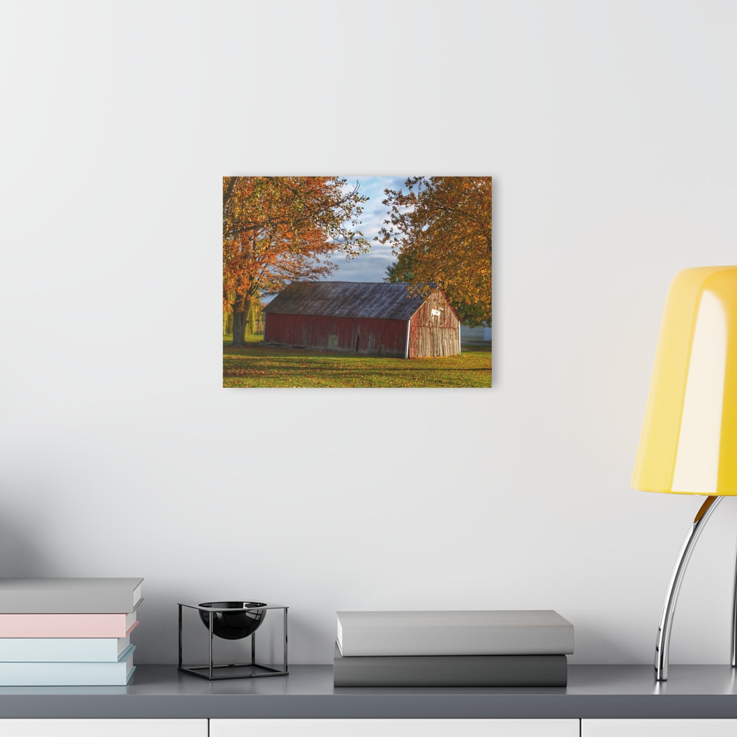 U R There Photography Marlette Road Fall Red Rustic Farmhouse Acrylic Wall Print