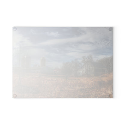 U R There Photography Newark Road White II Rustic Farmhouse Tempered-Glass Cutting Board