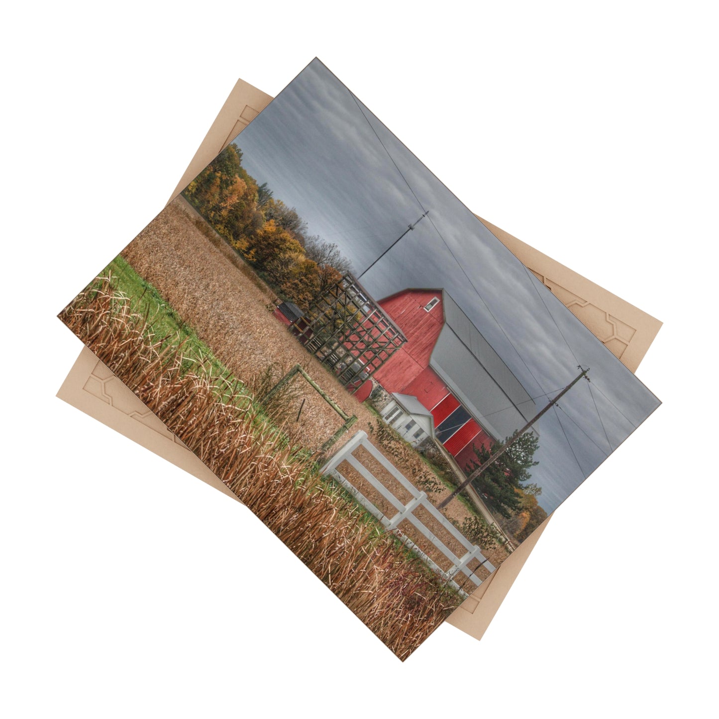 U R There Photography Barnes Road Red in Fall Rustic Farmhouse Decorative Ceramic Tile