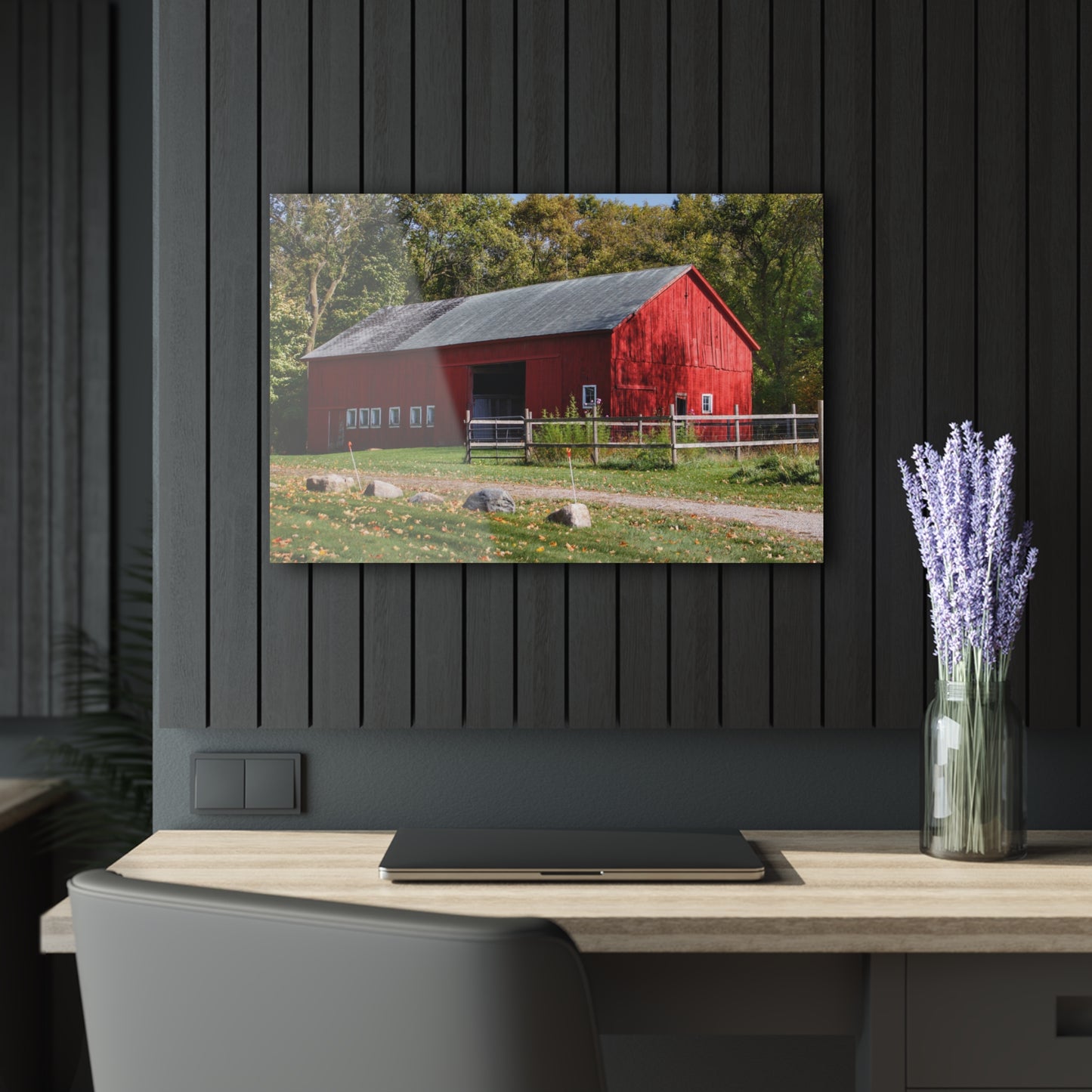 U R There Photography Hough Road Red II Rustic Farmhouse Acrylic Wall Print