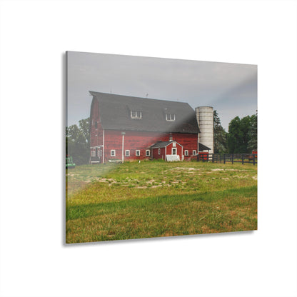 U R There Photography Oxford Old Red and Silo Rustic Farmhouse Acrylic Wall Print