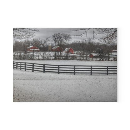 U R There Photography Barns of Barber Road II Rustic Farmhouse Tempered-Glass Cutting Board