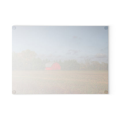 U R There Photography Fargo Road Little Red Rustic Farmhouse Tempered-Glass Cutting Board