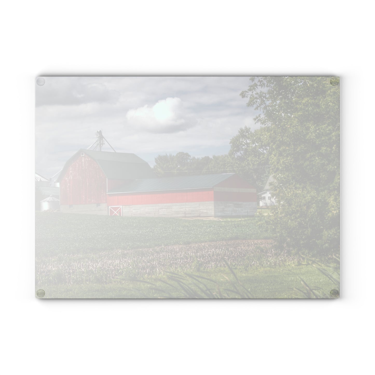 U R There Photography Haines Road Cornfield Reds Rustic Farmhouse Tempered-Glass Cutting Board