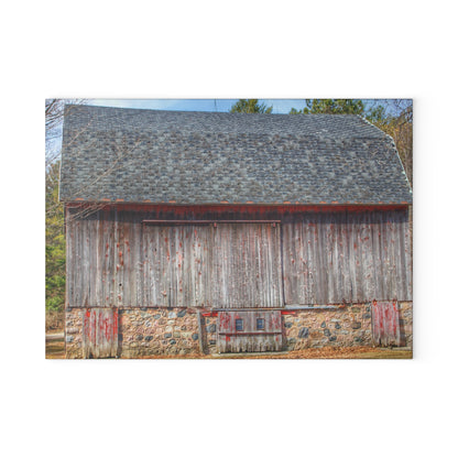 U R There Photography Leix Road Stone Red Rustic Farmhouse Tempered-Glass Cutting Board