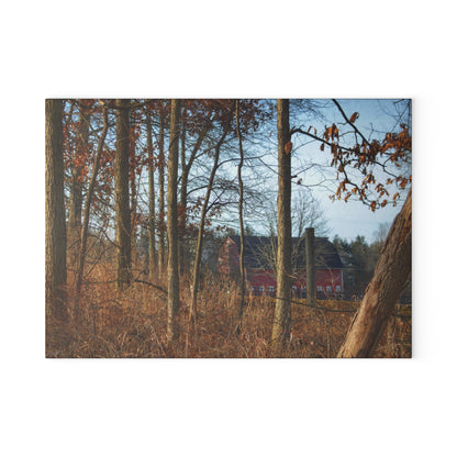 U R There Photography Blood Road Red II Rustic Farmhouse Tempered-Glass Cutting Board
