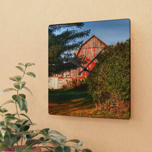 U R There Photography Cade Road Red II Rustic Farmhouse Acrylic Analog Wall Clock