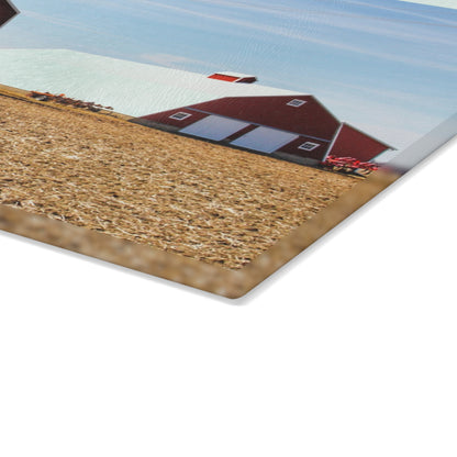 U R There Photography French Road Quilted Red Rustic Farmhouse Tempered-Glass Cutting Board
