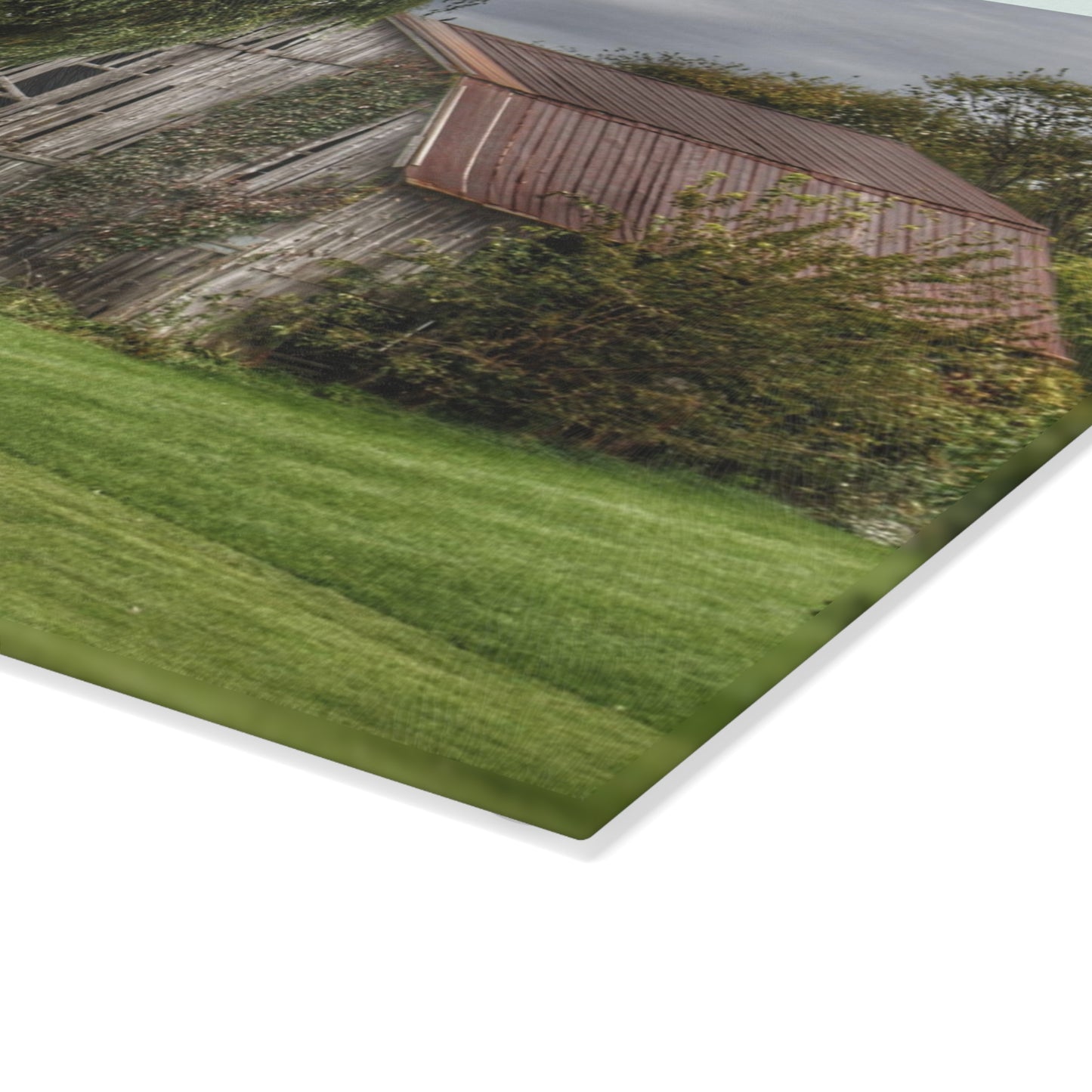 U R There Photography McDowell Road Grey Rustic Farmhouse Tempered-Glass Cutting Board