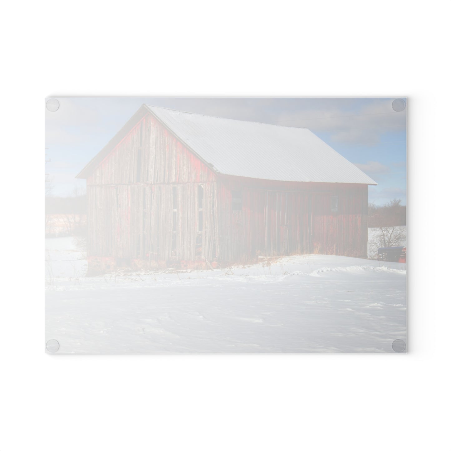 U R There Photography Barnes Road Little Red I Rustic Farmhouse Tempered-Glass Cutting Board
