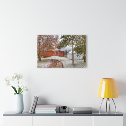 U R There Photography North Lake Pleasant Road Hidden Red Rustic Farmhouse Acrylic Wall Print