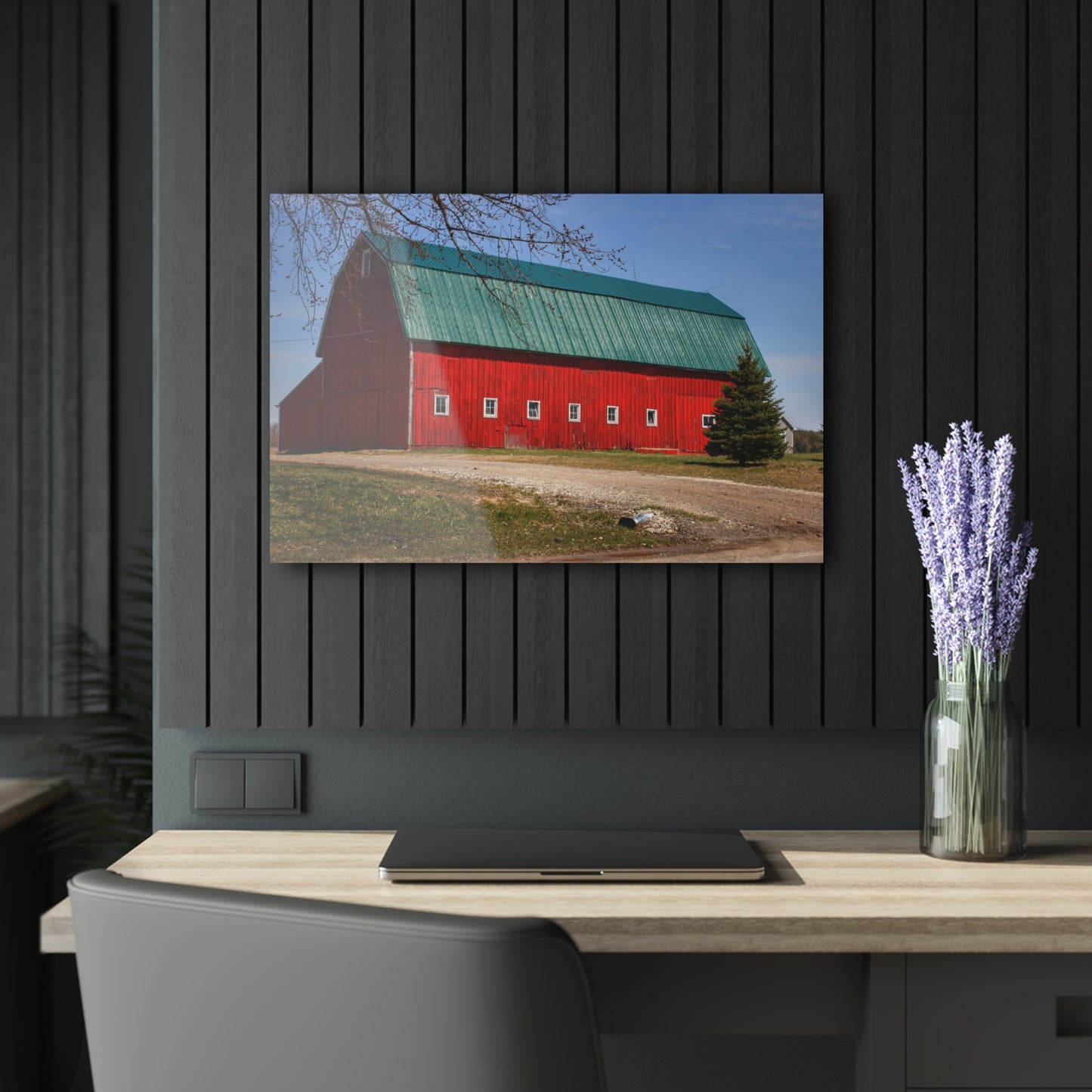 U R There Photography Perry Road Red Rustic Farmhouse Acrylic Wall Print